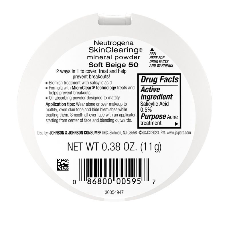 slide 2 of 9, Neutrogena Skin Clearing Pressed Powder - 50 Soft Beige - 0.38oz, 0.38 oz