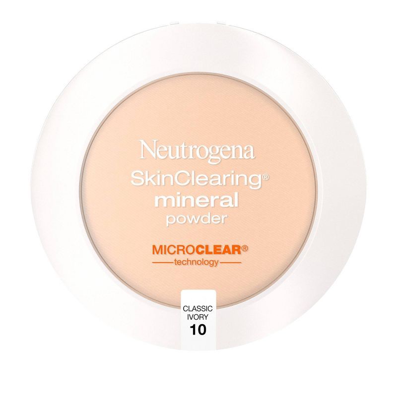 slide 5 of 9, Neutrogena Skin Clearing Pressed Powder - 10 Classic Ivory - 0.38oz, 0.38 oz