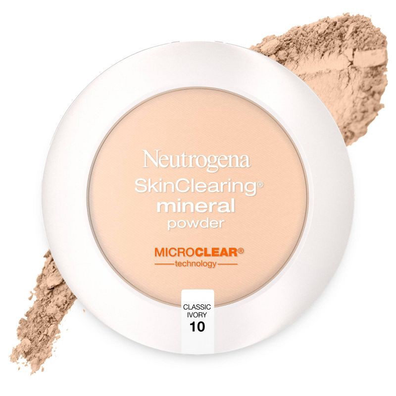 slide 1 of 9, Neutrogena Skin Clearing Pressed Powder - 10 Classic Ivory - 0.38oz, 0.38 oz