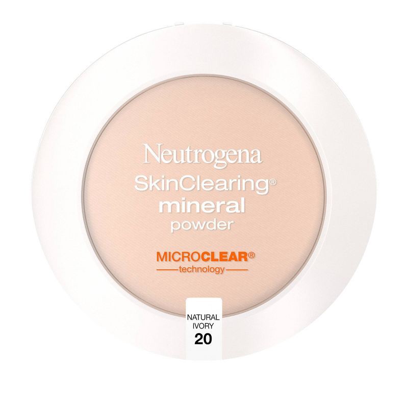 slide 2 of 9, Neutrogena SkinClearing Mineral Acne-Concealing Pressed Powder with Salicylic Acid to Help Cover, Treat & Prevent Breakouts - 20 Natural Ivory, 1 ct