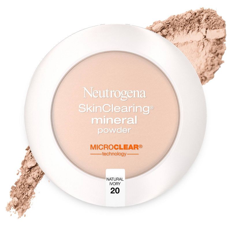 slide 1 of 9, Neutrogena SkinClearing Mineral Acne-Concealing Pressed Powder with Salicylic Acid to Help Cover, Treat & Prevent Breakouts - 20 Natural Ivory, 1 ct