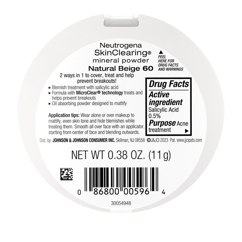 slide 7 of 7, Neutrogena Skin Clearing Pressed Powder - 60 Natural Beige - 0.38oz, 0.38 oz