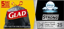 Glad 30 Gallon Large Drawstring Multipurpose Fresh Clean Trash Bags 25 ea
