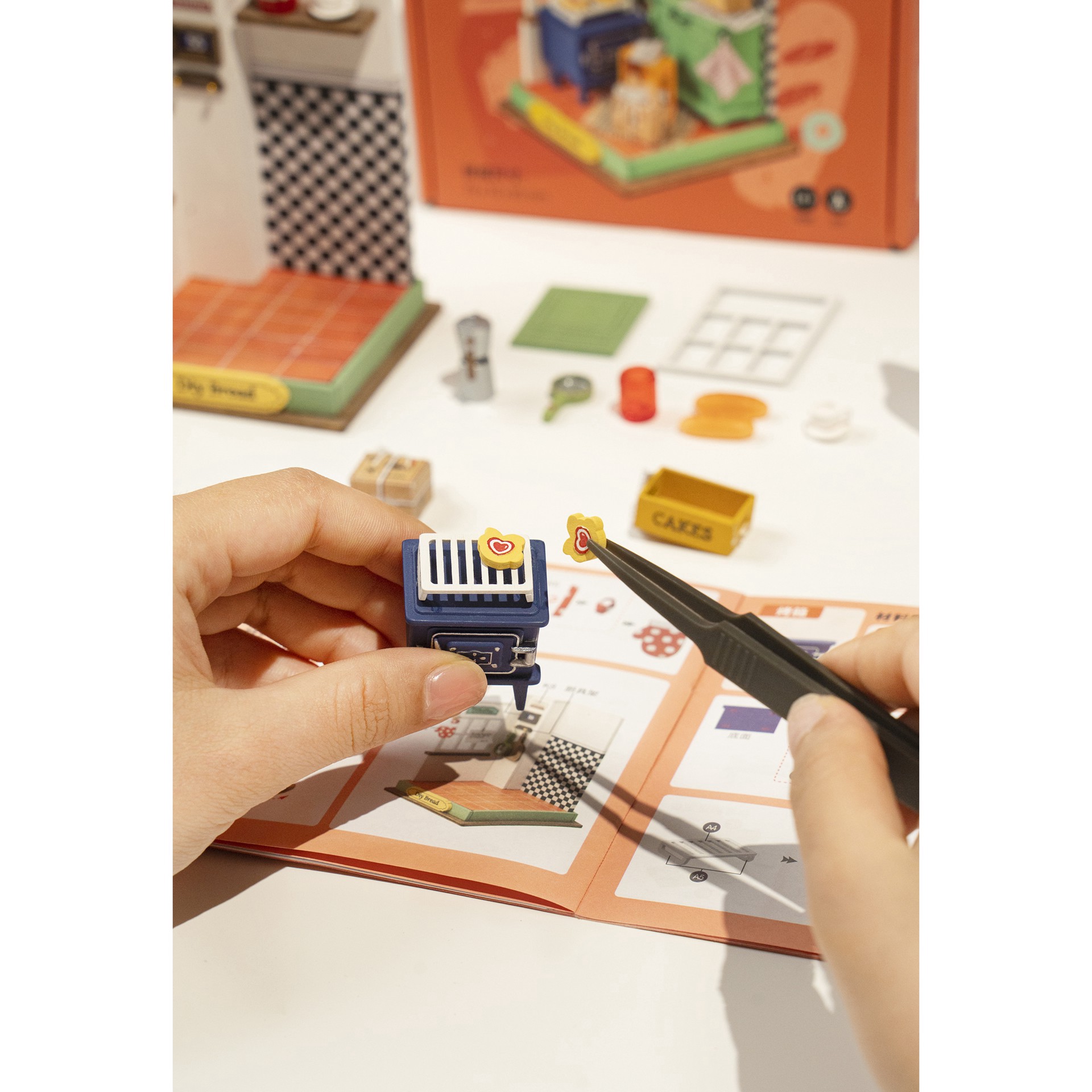 slide 5 of 9, Robotime Rolife Afternoon Baking Time Diy Miniature Kit, 3.74 in x 2.76 in x 2.76 in