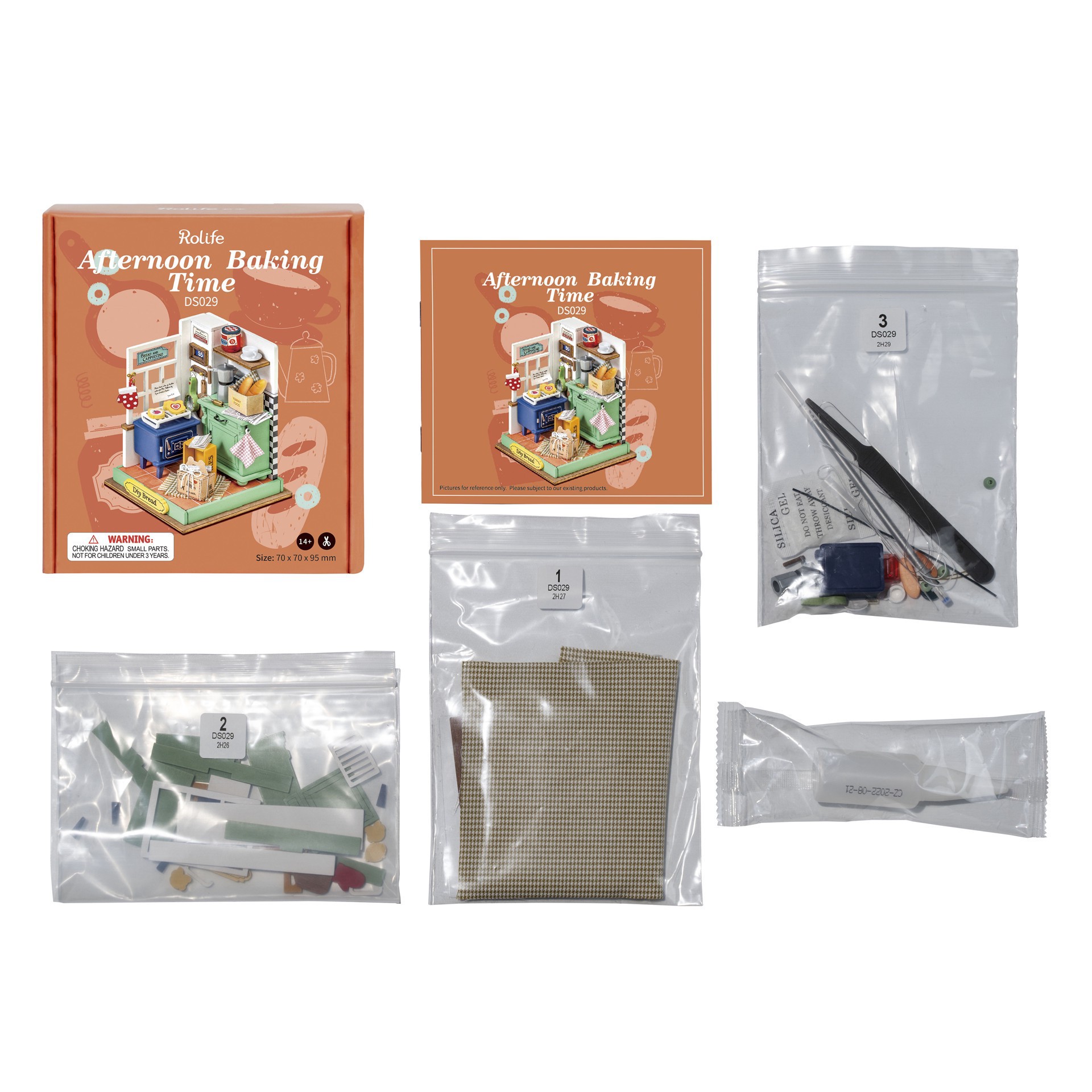 slide 4 of 9, Robotime Rolife Afternoon Baking Time Diy Miniature Kit, 3.74 in x 2.76 in x 2.76 in