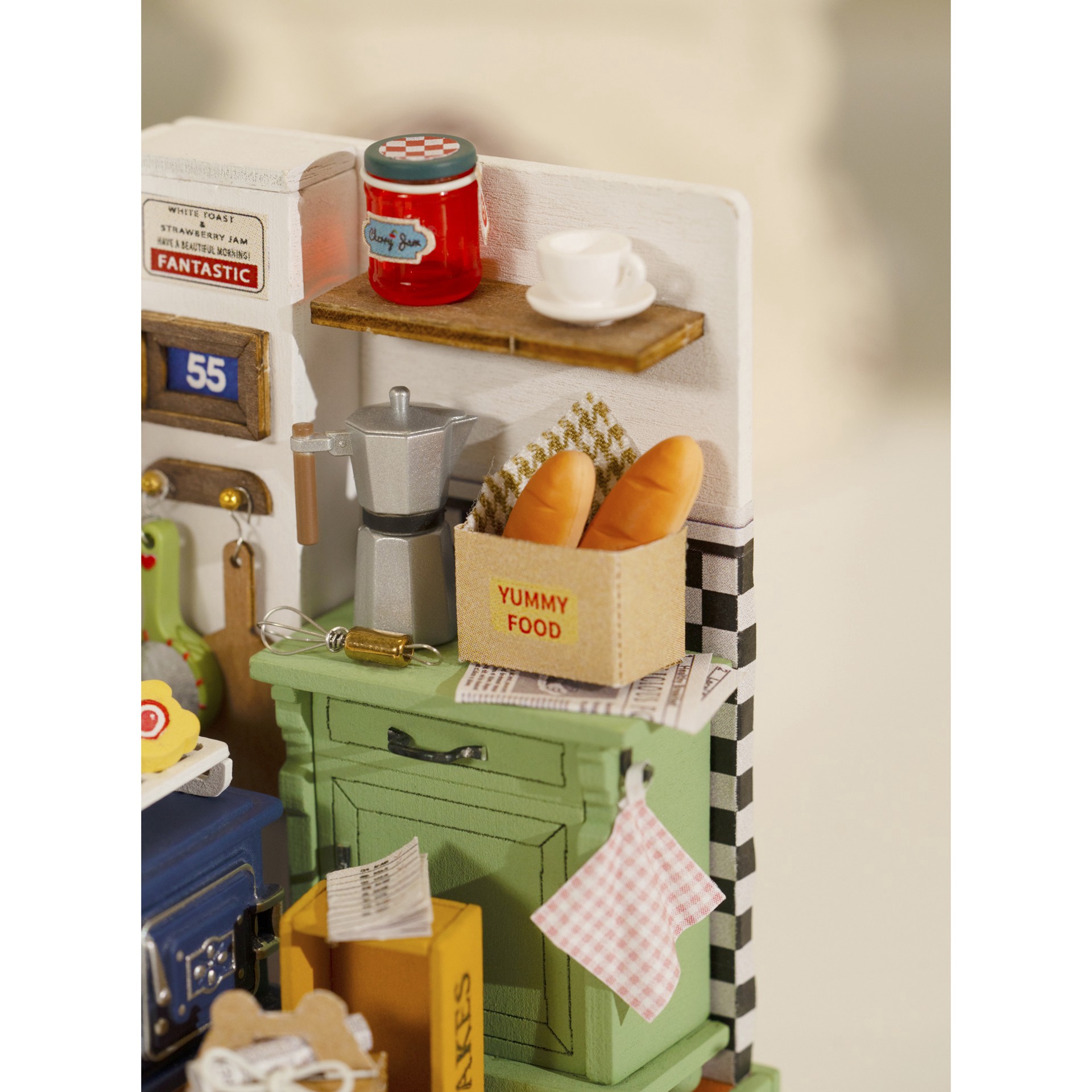 slide 7 of 9, Robotime Rolife Afternoon Baking Time Diy Miniature Kit, 3.74 in x 2.76 in x 2.76 in