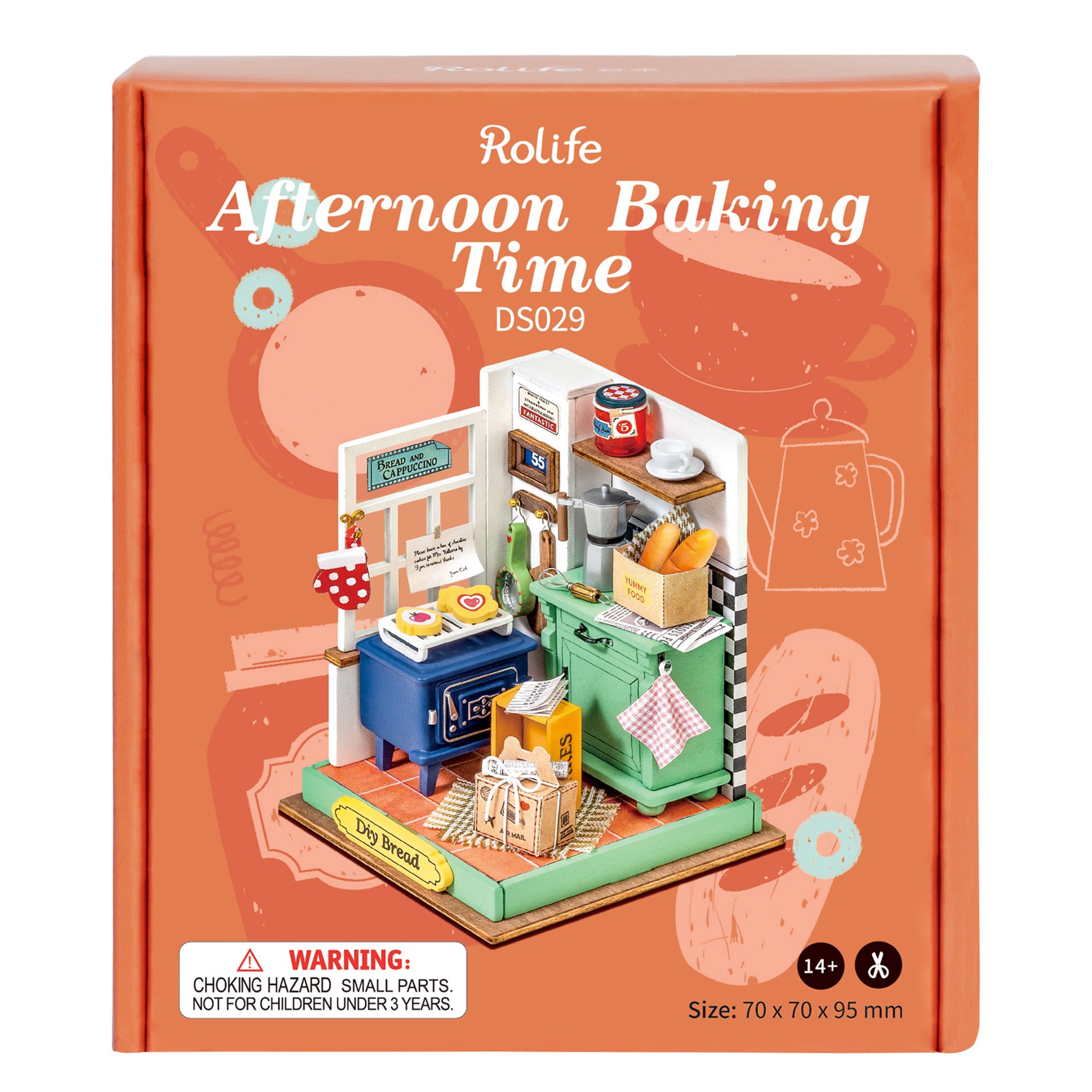 slide 2 of 9, Robotime Rolife Afternoon Baking Time Diy Miniature Kit, 3.74 in x 2.76 in x 2.76 in