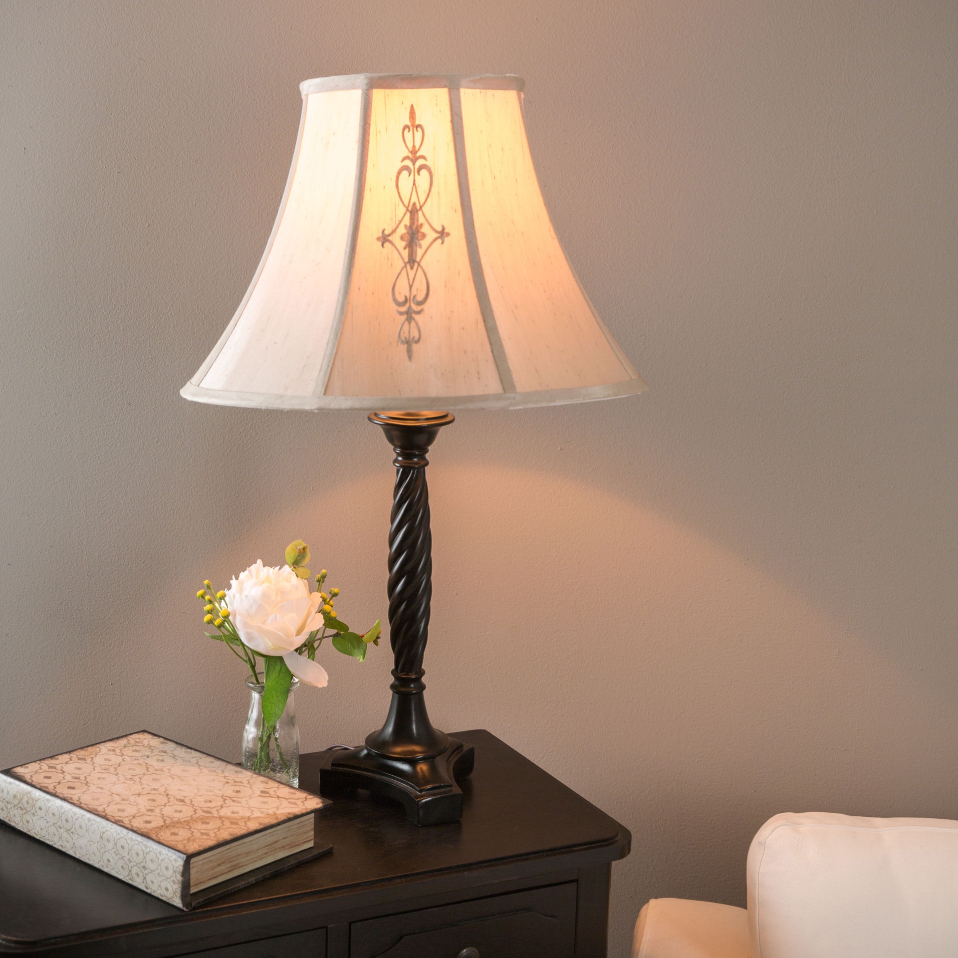 slide 3 of 6, allen + roth 22-in Black Plug-in 3-way Resin Lamp Base, 1 ct