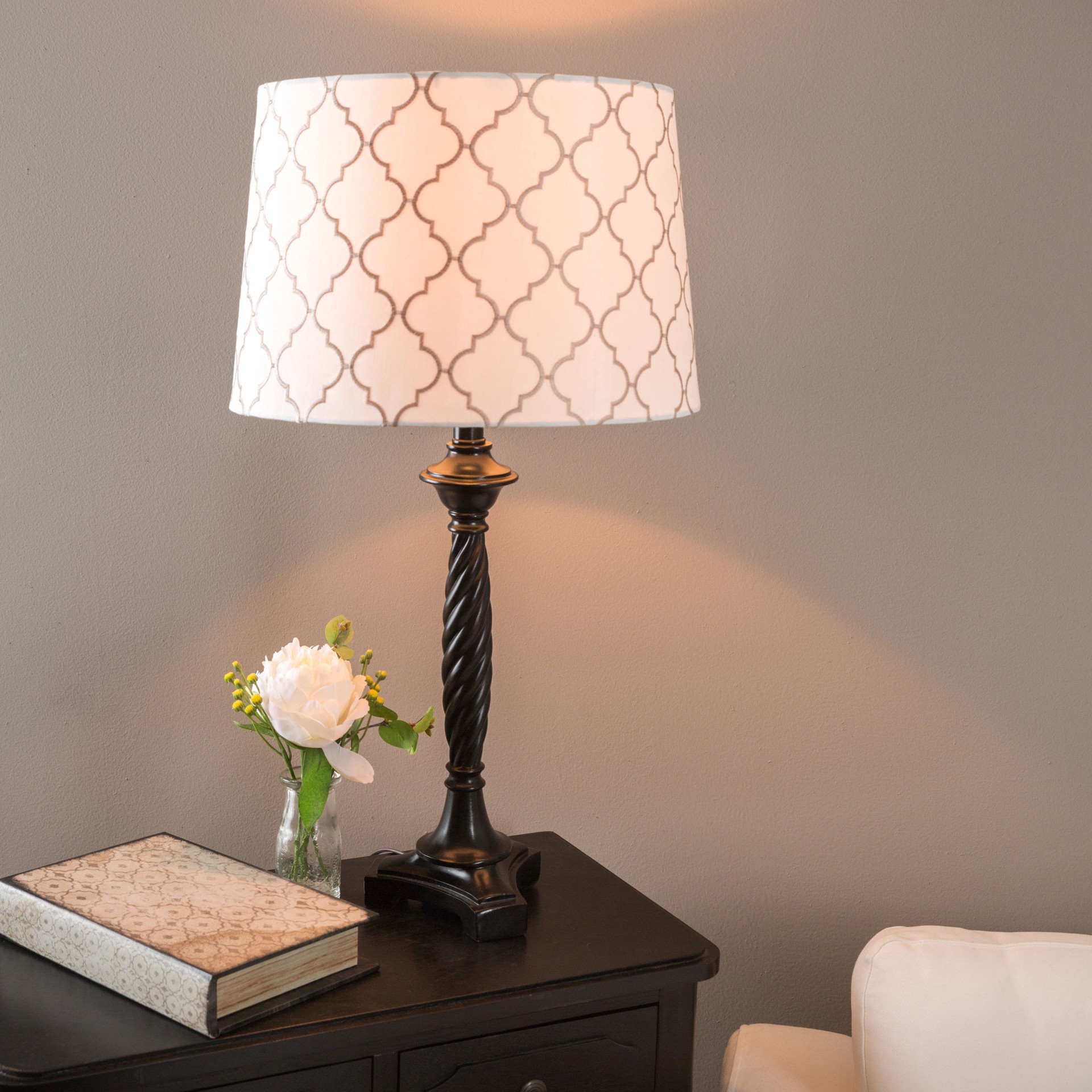 slide 4 of 6, allen + roth 22-in Black Plug-in 3-way Resin Lamp Base, 1 ct