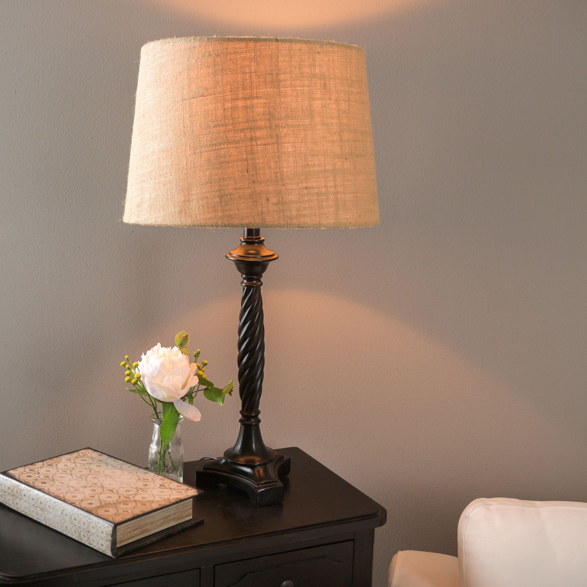 slide 5 of 6, allen + roth 22-in Black Plug-in 3-way Resin Lamp Base, 1 ct