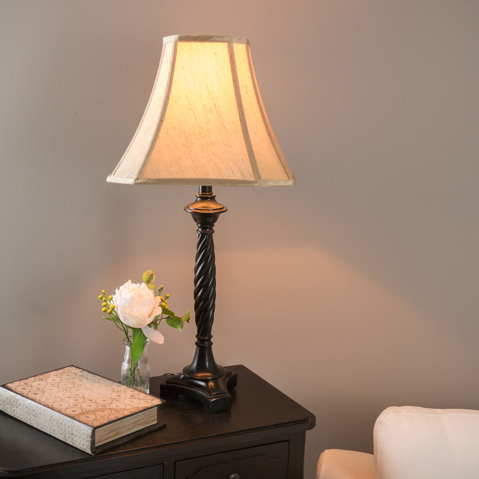 slide 6 of 6, allen + roth 22-in Black Plug-in 3-way Resin Lamp Base, 1 ct