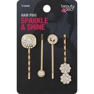 slide 1 of 1, Beauty 360 Hair Jewelry Sparkle Hair Pins, 4 ct