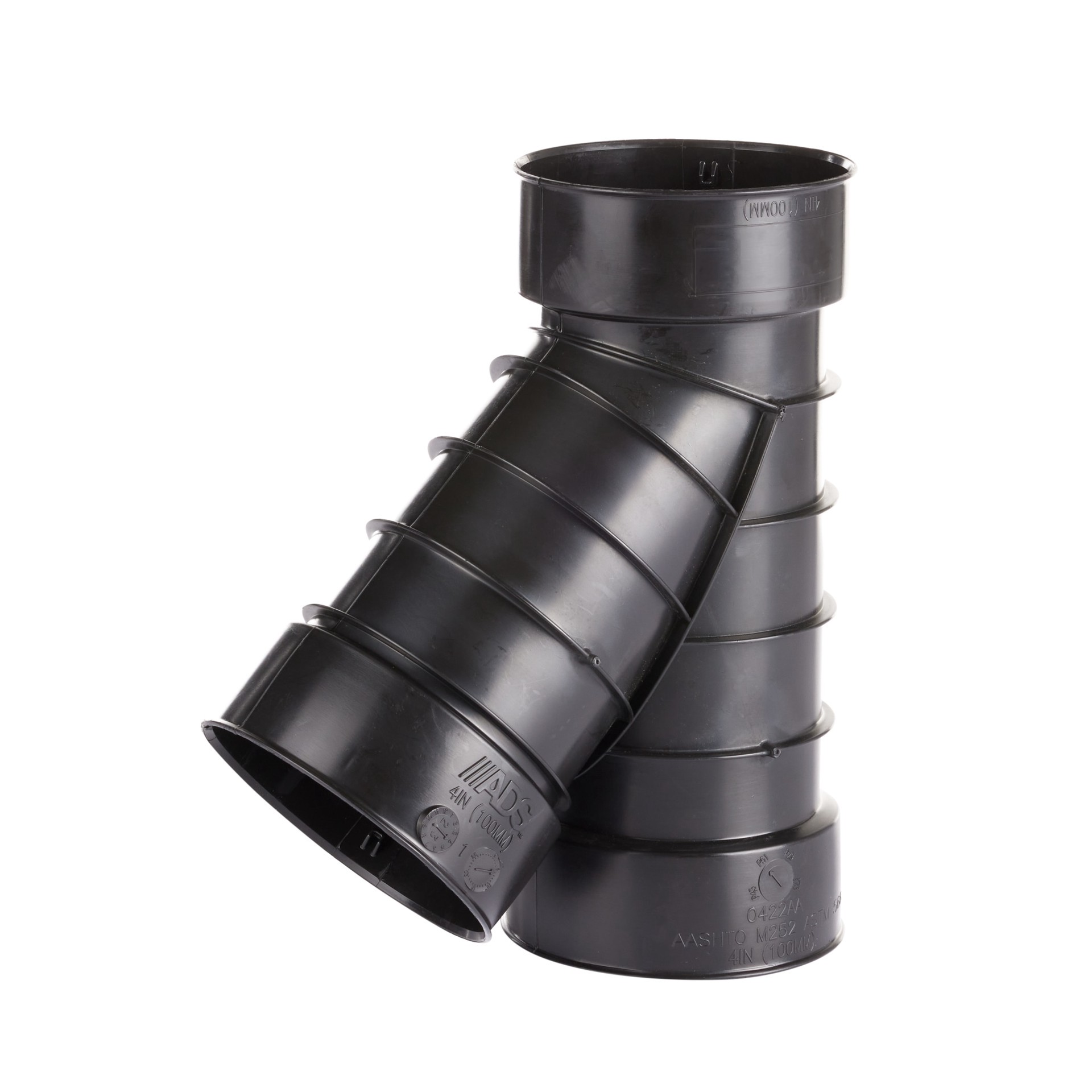 slide 2 of 6, ADS 4-in x 4-in 45 -Degree Corrugated Wye Fittings, 1 ct