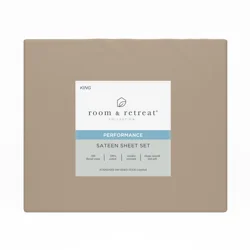 ROOM & RETREAT RR 400 Thread Counts Sheet set, King, 4 pc set, Doeskin