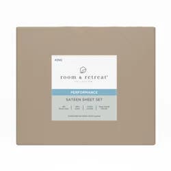ROOM & RETREAT RR 400 Thread Counts Sheet set, King, 4 pc set, Doeskin