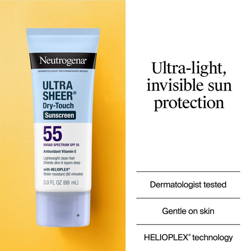 slide 4 of 11, Neutrogena Ultra Sheer Dry Touch Sunscreen Lotion, SPF 55, 3oz, 3 oz
