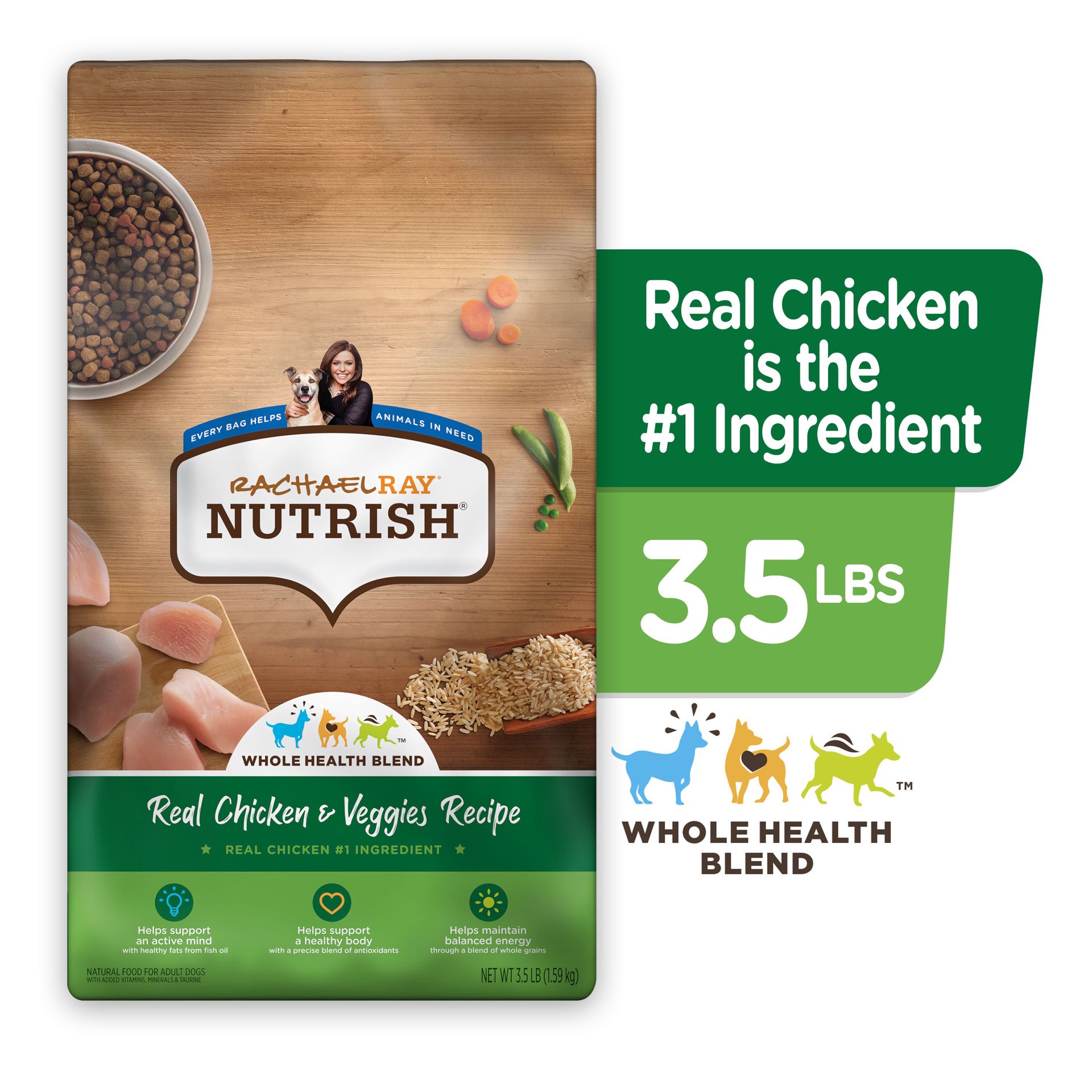 slide 5 of 9, Rachael Ray Nutrish Real Chicken & Veggies Recipe Whole Health Blend Dry Dog Food, 3.5 lb. Bag (Rachael Ray), 56 oz