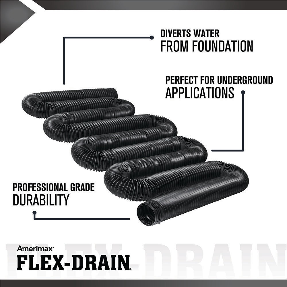 slide 3 of 6, FLEX Drain by Amerimax 4-in x 25-ft Corrugated Solid Pipe, 1 ct