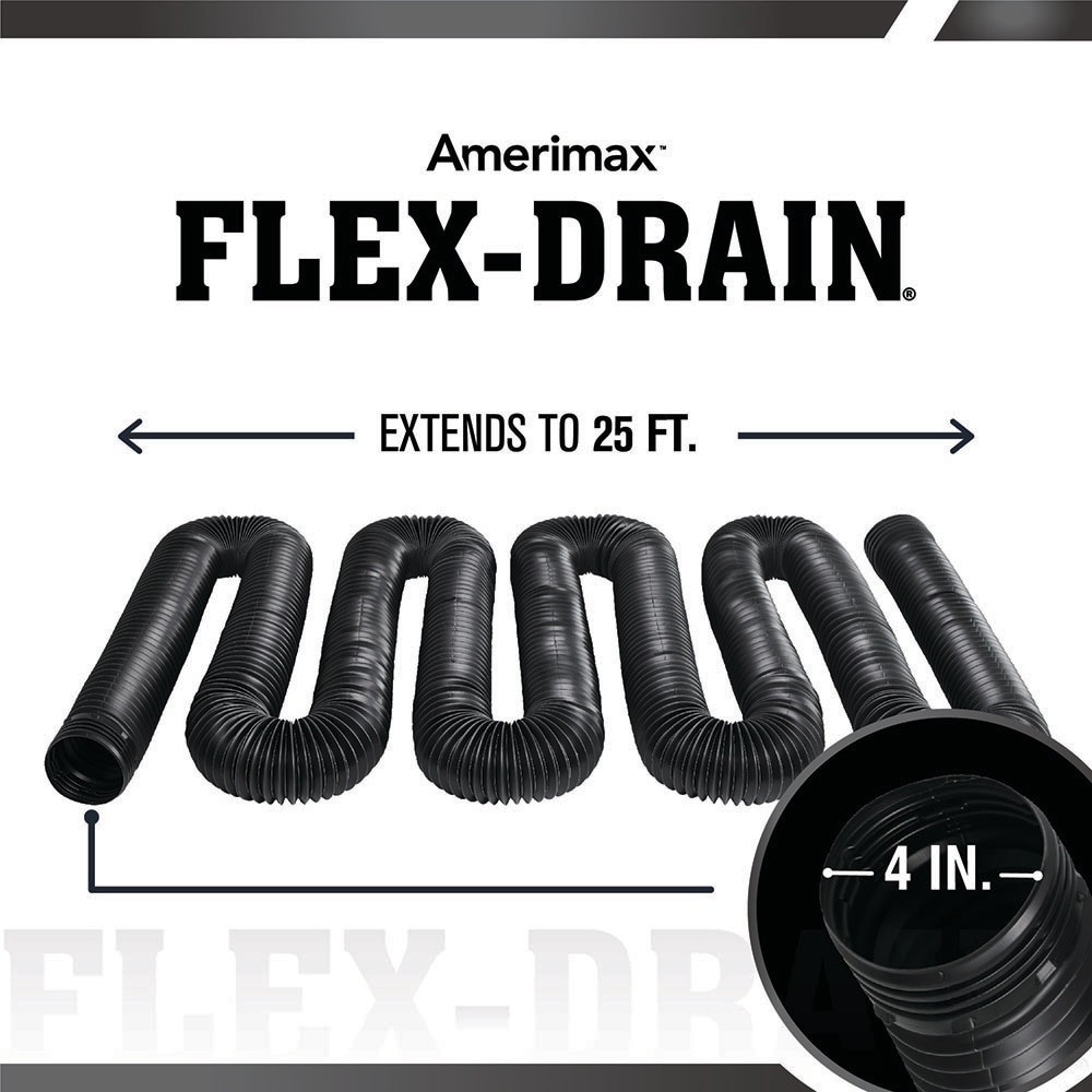 slide 4 of 6, FLEX Drain by Amerimax 4-in x 25-ft Corrugated Solid Pipe, 1 ct