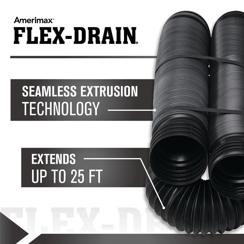slide 5 of 6, FLEX Drain by Amerimax 4-in x 25-ft Corrugated Solid Pipe, 1 ct