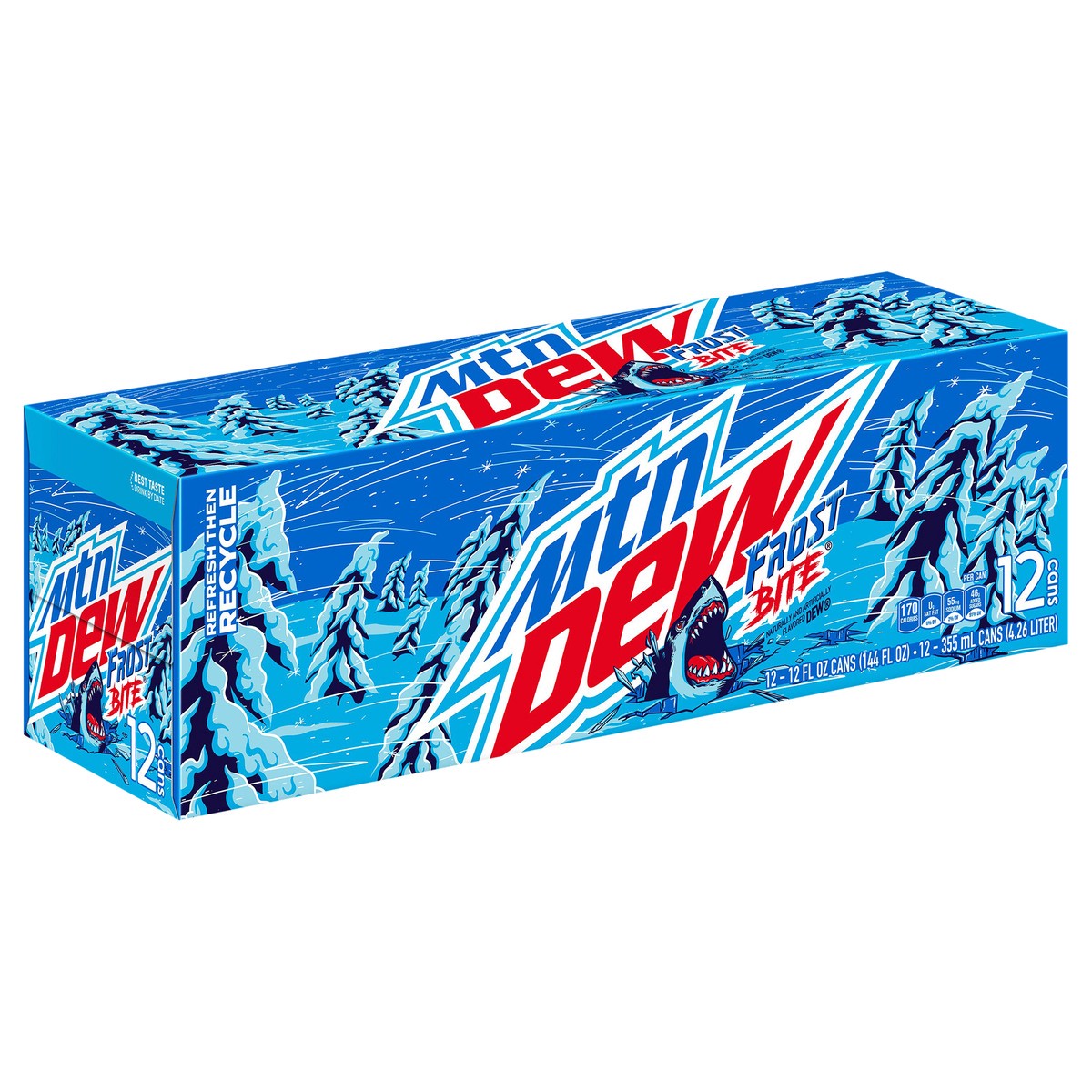 slide 2 of 6, Mountain Dew Frost Bite Soda Naturally & Artificially Flavored DEW 12 Fl Oz 12 Count, 12 ct