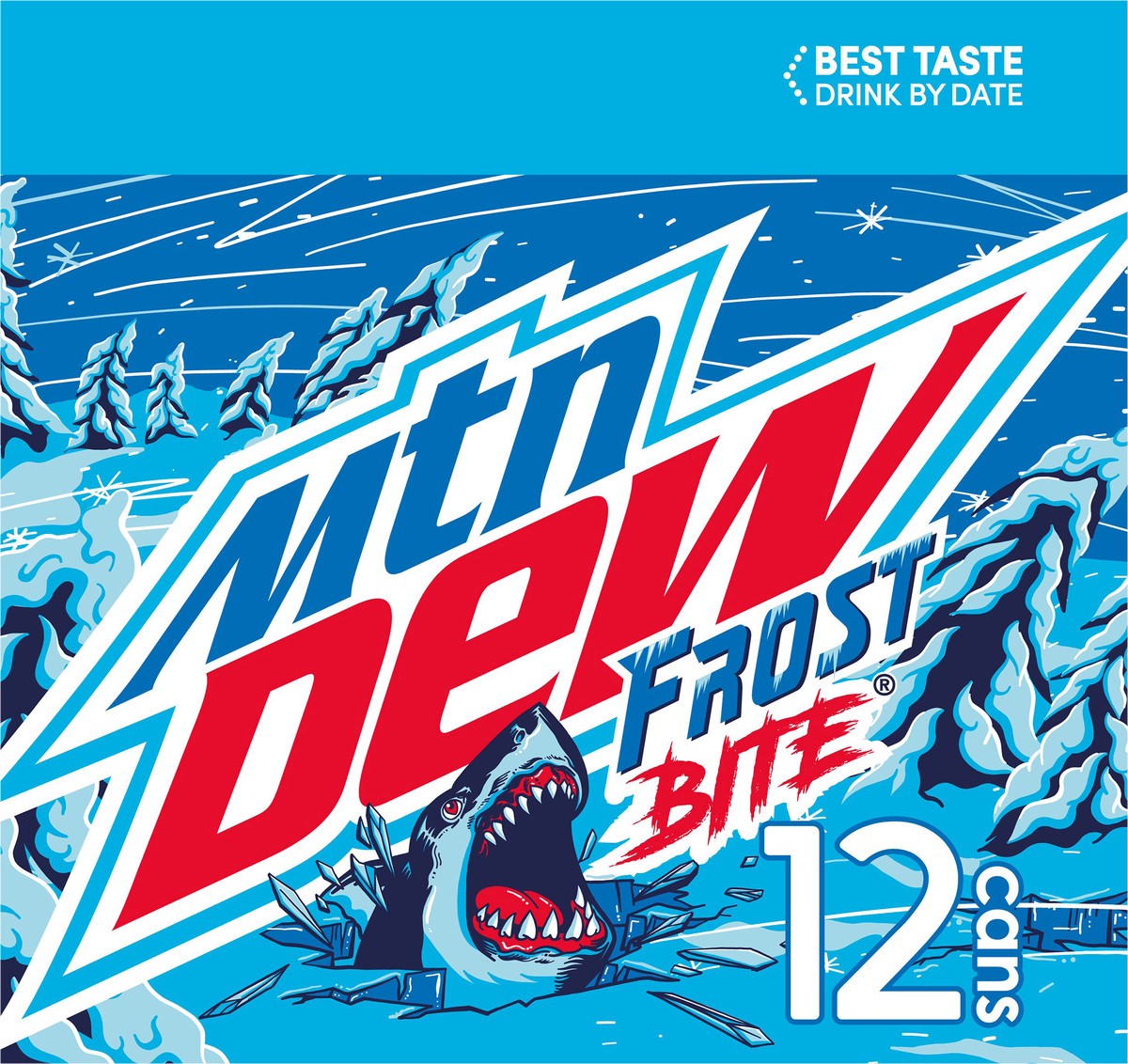 slide 5 of 6, Mountain Dew Frost Bite Soda Naturally & Artificially Flavored DEW 12 Fl Oz 12 Count, 12 ct
