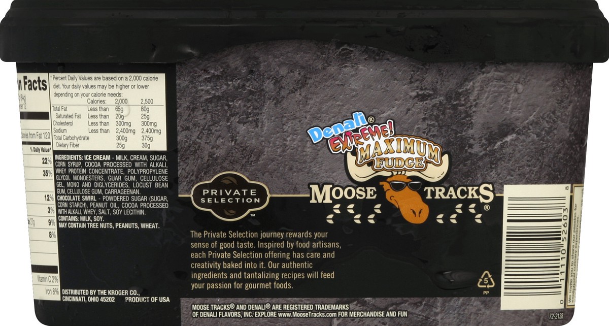 slide 6 of 6, Private Selection Denali Extreme Maximum Fudge Moose Tracks Ice Cream, 48 fl oz