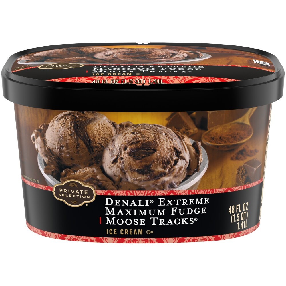 slide 1 of 1, Private Selection Denali Extreme Maximum Fudge Moose Tracks Ice Cream, 48 fl oz