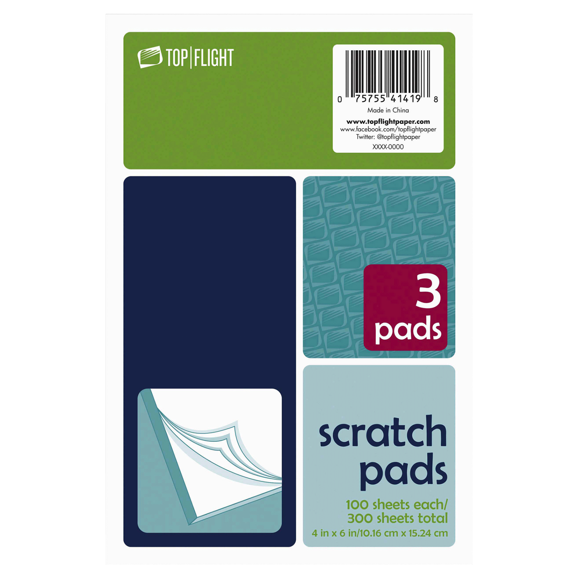 slide 1 of 1, Top Flight Scratch Pads, 3 pk; 100 ct