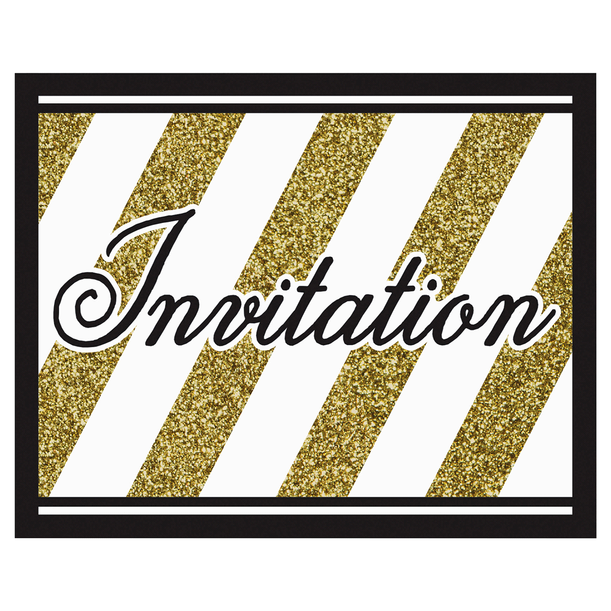 slide 1 of 1, Black & Gold Invitations, 8 ct