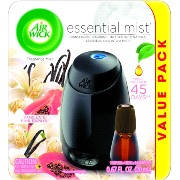 slide 1 of 1, Air Wick Essential Mist Starter Kit With Free Refill Vanilla & Pink Papaya, 1 ct