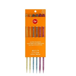 Boye Knitting Needle Plastic Glitter 10.25" Size 8-10, 6 pc