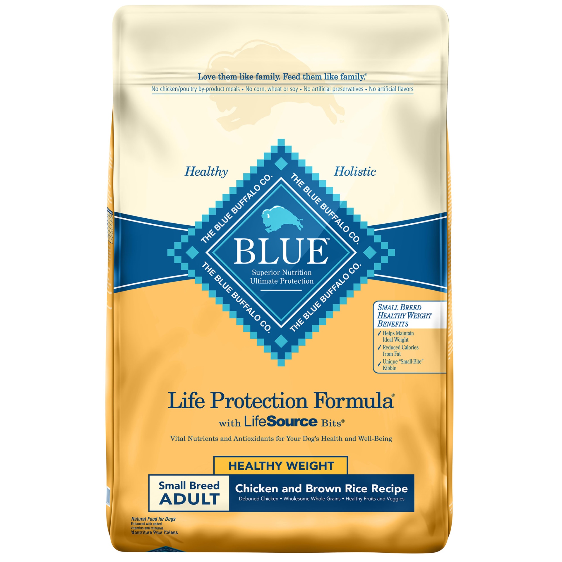 slide 1 of 1, Blue Buffalo Blue Life Protection Formula Small Breed Adult Healthy Weight Chicken & Brown Rice Dry Dog Food, 15 lb