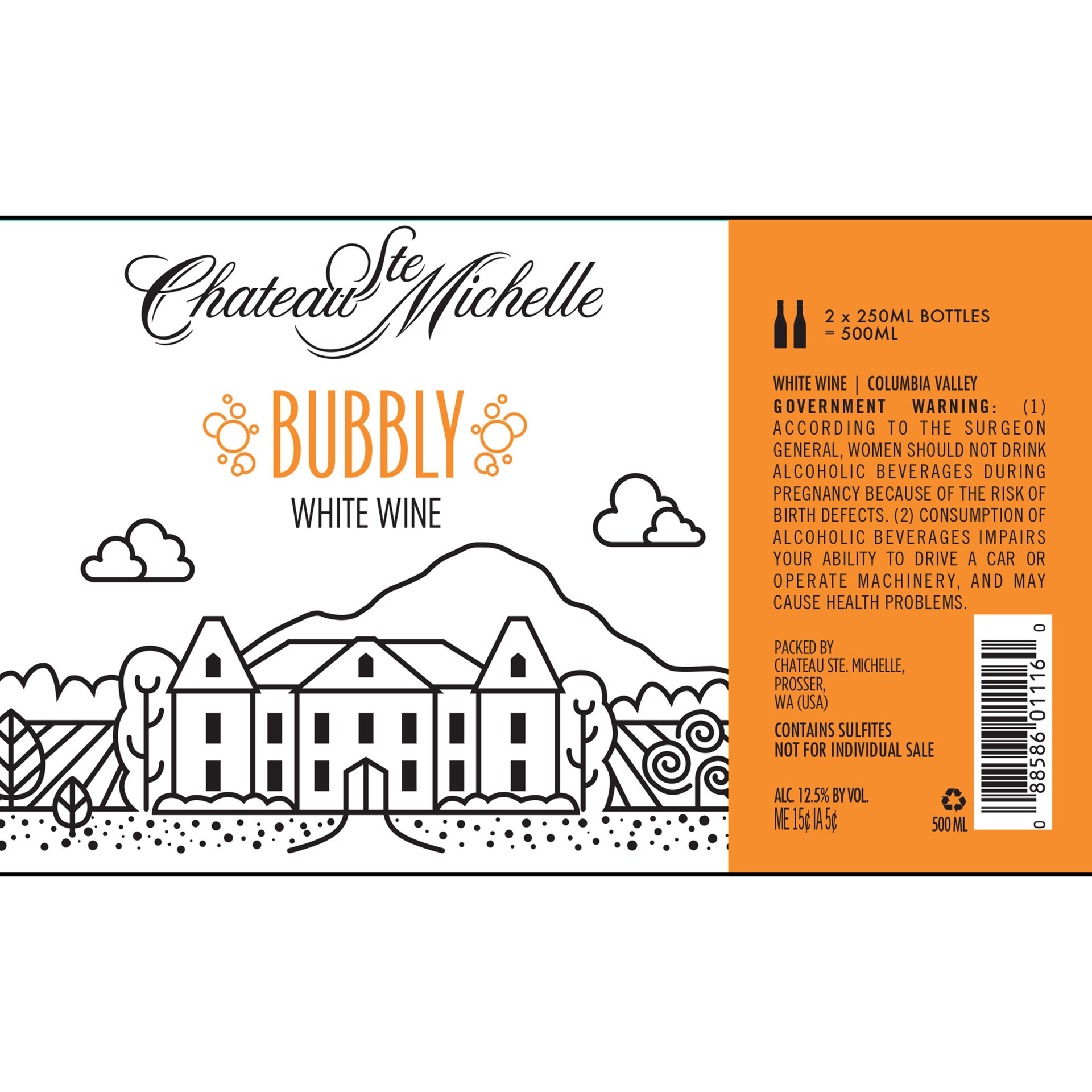 slide 6 of 8, Chateau Ste. Michelle Bubbly White Wine, 2-pack Aluminum Bottle, 250 mL, 250 ml