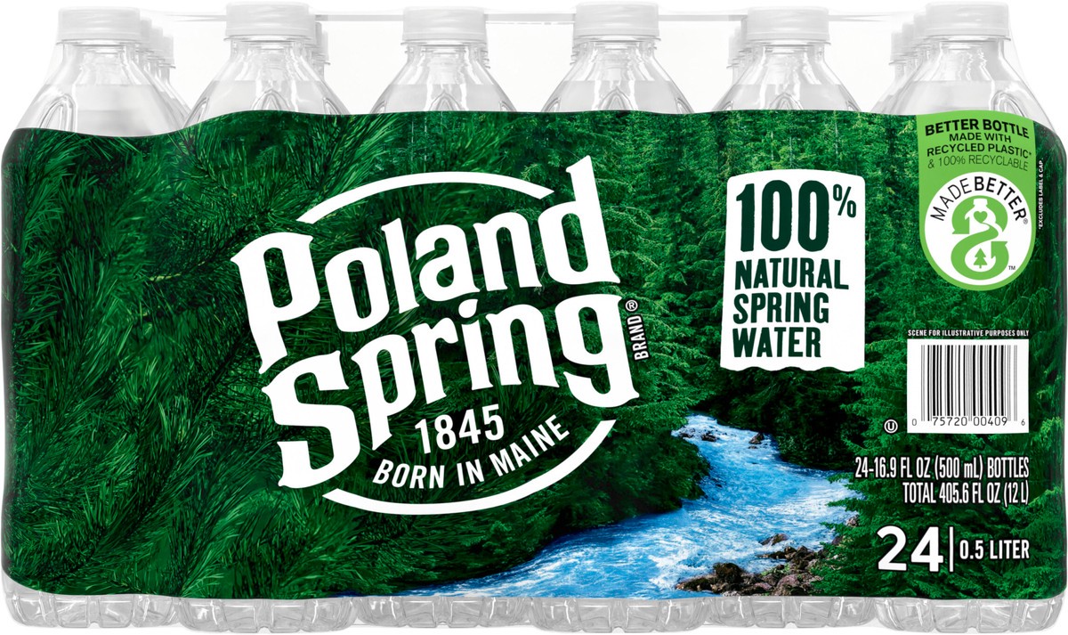 slide 9 of 9, POLAND SPRING Brand 100% Natural Spring Water, 16.9-ounce plastic bottles (Pack of 24), 16.9 fl oz