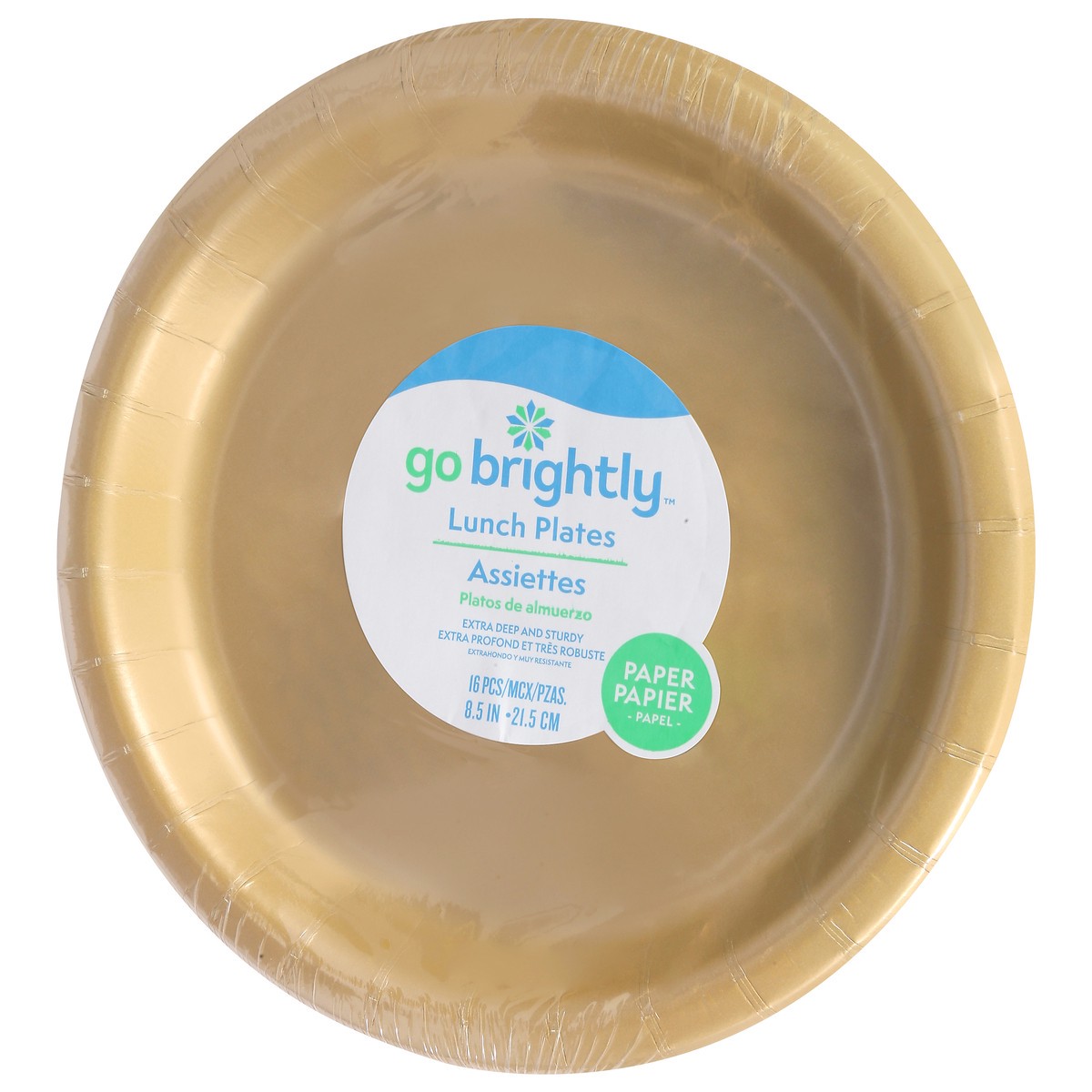 slide 10 of 12, Go Brightly 8.5 Inch Gold Lunch Plates 16 ea, 16 ct