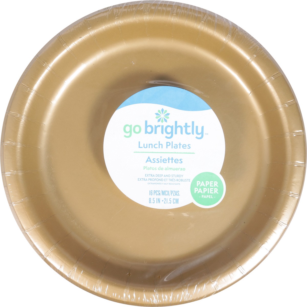 slide 2 of 12, Go Brightly 8.5 Inch Gold Lunch Plates 16 ea, 16 ct