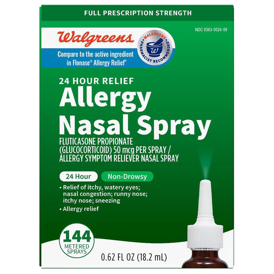 slide 1 of 5, Walgreens 24 Hour Allergy Relief Fluticasone Nasal Spray, 0.62 fl oz