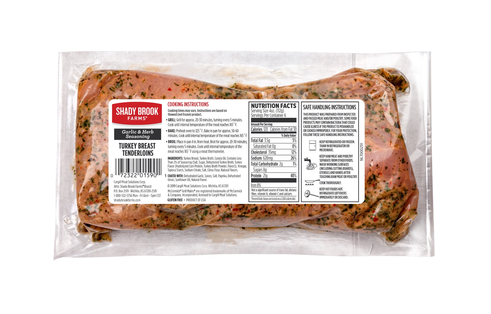slide 3 of 7, Shady Brook Farms McCormick Grill Mates Garlic & Herb Seasoning Turkey Breast Tenderloins, 24 oz