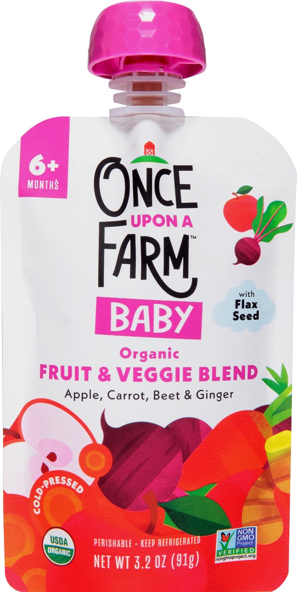 slide 9 of 9, Once Upon a Farm Apple, Carrot and Beet Organic Baby Food Pouch, 3.2oz, 3.2 oz