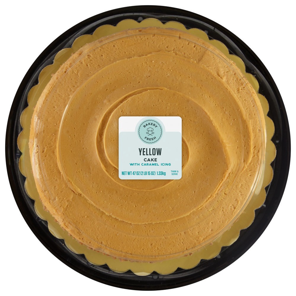 slide 4 of 5, Bakery Fresh Yellow Cake with Caramel Icing, 47 oz