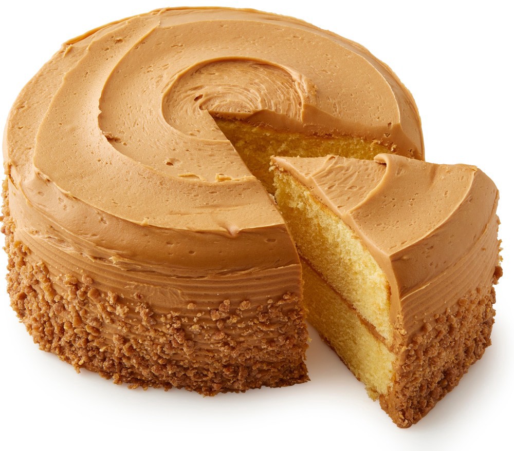 slide 1 of 5, Bakery Fresh Yellow Cake with Caramel Icing, 47 oz