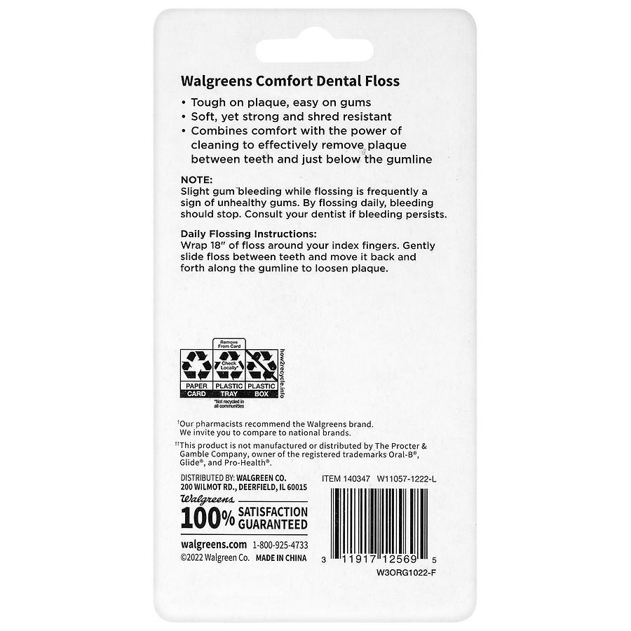 slide 3 of 3, Walgreens Comfort Dental Floss Mint, 43.7 yd x 2 ct