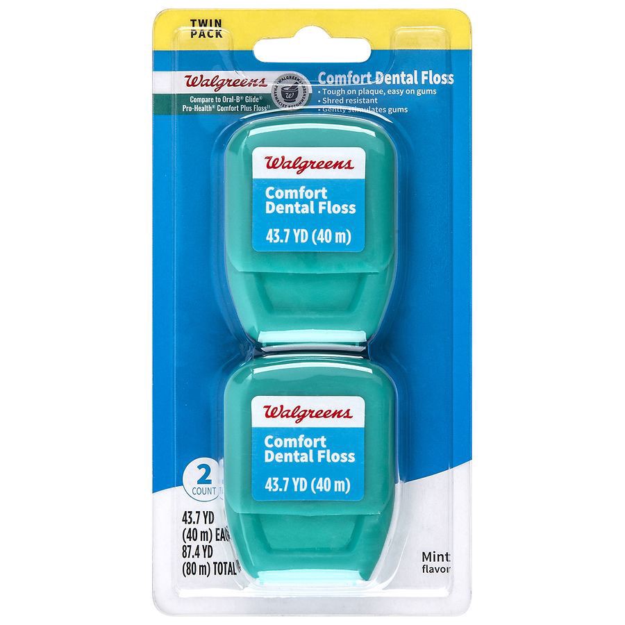 slide 1 of 3, Walgreens Comfort Dental Floss Mint, 43.7 yd x 2 ct