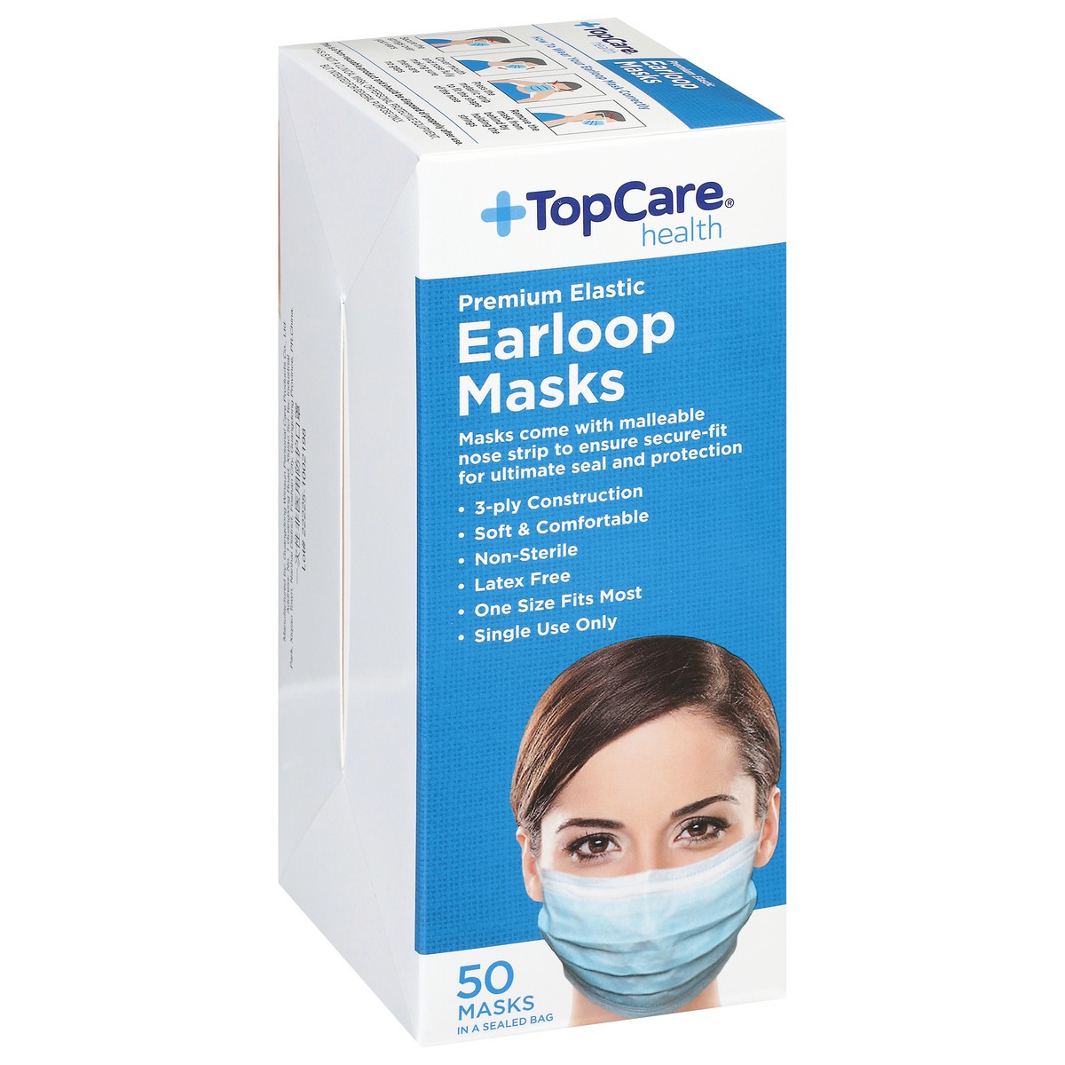 slide 7 of 9, TopCare Top Care Topcare Health Earloop Masks, 50 ct