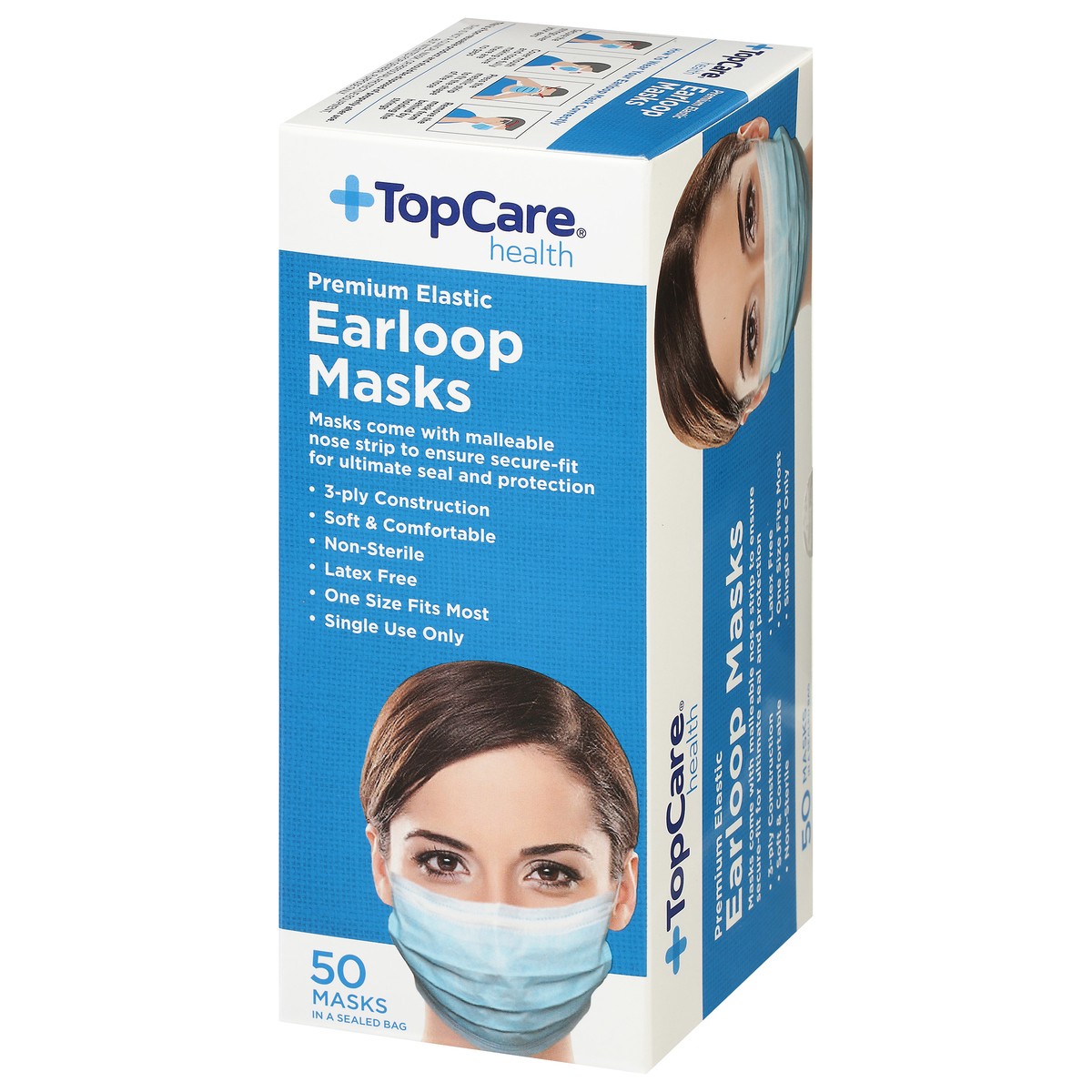 slide 8 of 9, TopCare Top Care Topcare Health Earloop Masks, 50 ct