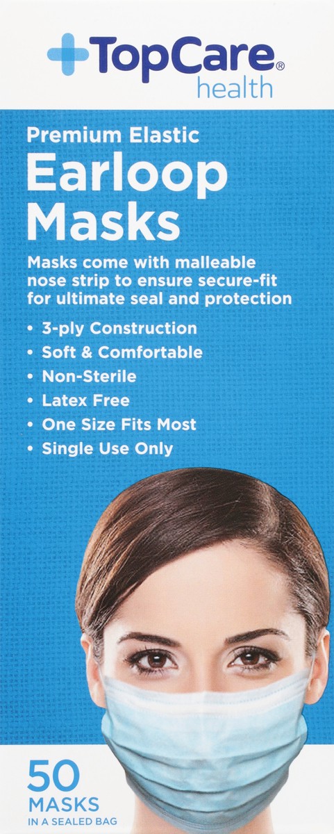slide 9 of 9, TopCare Top Care Topcare Health Earloop Masks, 50 ct