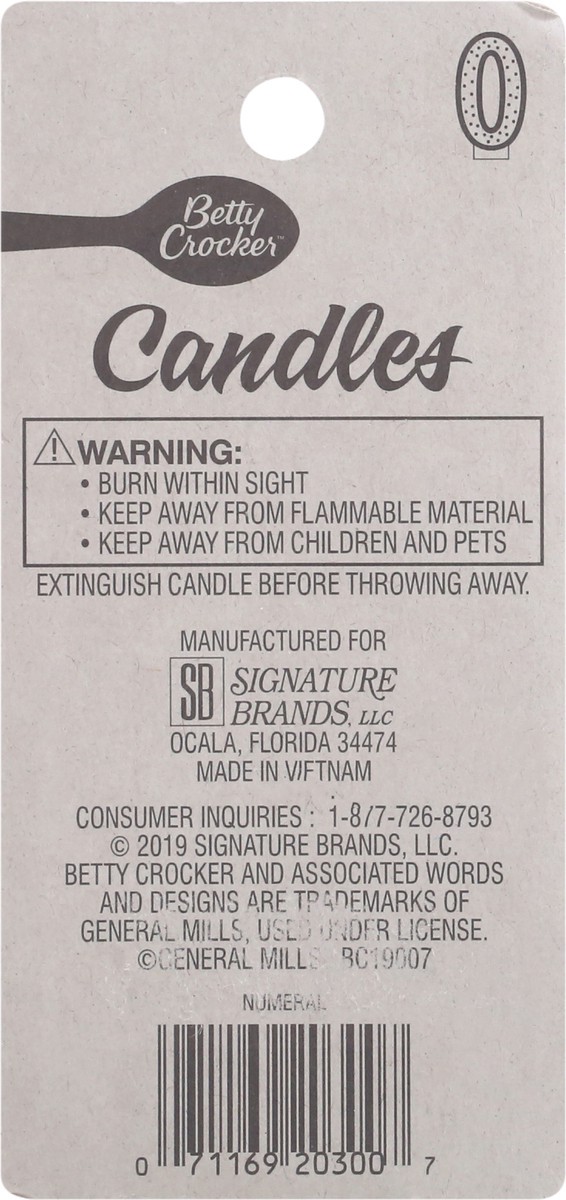 slide 9 of 10, Betty Crocker Candles Birthday Numeral 0 - 1 Count, 1 ct