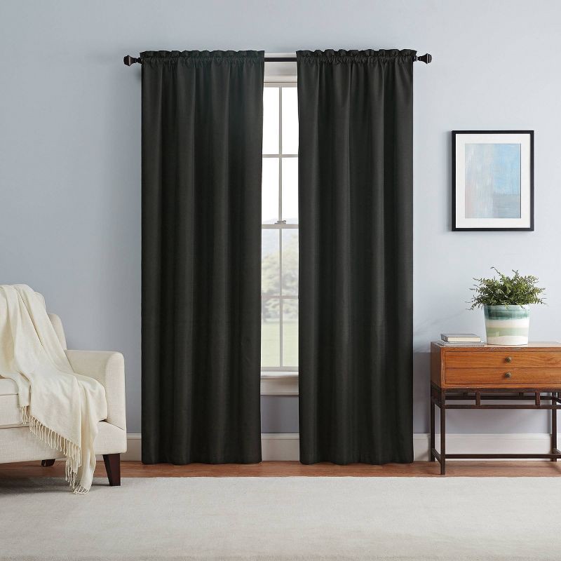 slide 1 of 9, 42"x84" Eclipse Blackout Braxton Thermaback Window Curtain Panel Black, 1 ct