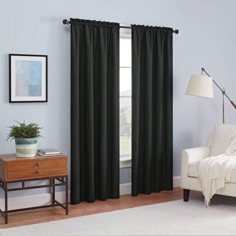 slide 3 of 9, 42"x63" Eclipse Blackout Braxton Thermaback Window Curtain Panel Black, 1 ct
